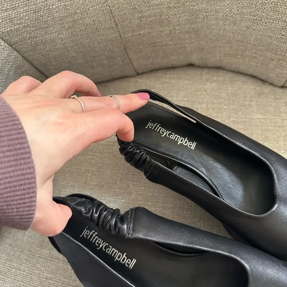 Jeffrey Campbell Black Peep-Toe Platform Slingback Heels